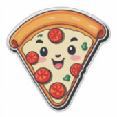 Glückliche Cartoon-Pizza mit Pepperoni Aufkleber (Vorderseite)