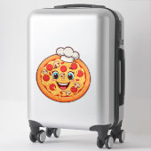 Glückliche Cartoon-Pizza mit Pepperoni Aufkleber (Koffer)