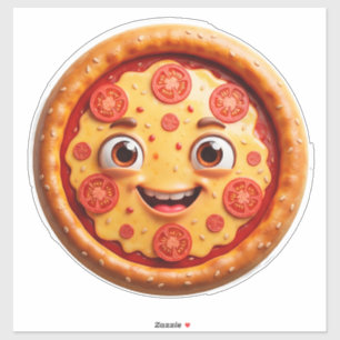 Glückliche Cartoon-Pizza mit Pepperoni Aufkleber