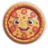Glückliche Cartoon-Pizza mit Pepperoni Aufkleber (Vorderseite)