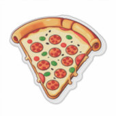 Glückliche Cartoon-Pizza mit Pepperoni Aufkleber (Vorderseite)