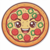 Glückliche Cartoon-Pizza mit Pepperoni Aufkleber (Vorderseite)