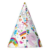 Glückliche Cartoon-Regenbogen und Form-nahtloses Partyhütchen (Rückseite)