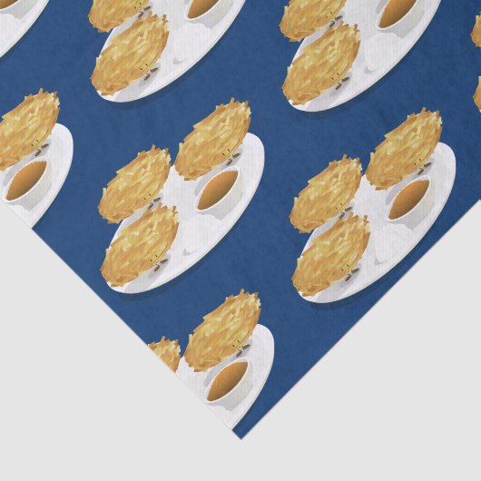 Glückliche Cartoonlatkes-Apfelsauce-saure Creme Seidenpapier (Ausschnitt)