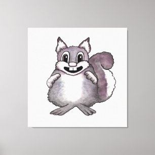 Glückliche Cartoonzeichnung eines Eichhörnchen  Leinwanddruck