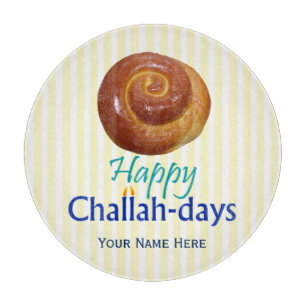 Glückliche Challah-Tage im Türkis und im Blau Schneidebrett