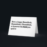 glückliche Chanukka chanukkah Rechtschreibung Feiertagskarte<br><div class="desc">glückliche Chanukka chanukkah Rechtschreibung lustig</div>