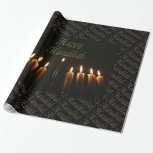 Glückliche Chanukka-Lampe Menorah beleuchtet Kerz Geschenkpapier