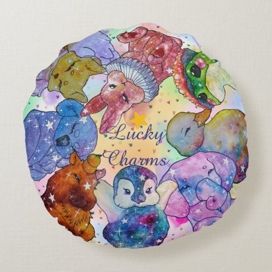 Glückliche Charms Rundes Kissen (Rückseite)