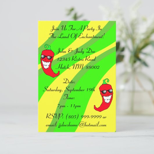 Glückliche Chile Pepper Ristra Chile Paprikaschote Einladung (Stehend Vorderseite)