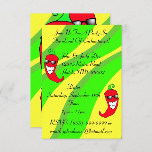 Glückliche Chile Pepper Ristra Chile Paprikaschote Einladung (Vorne/Hinten)