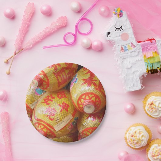 Glückliche chinesische Papierlaternen Pappteller (Party)