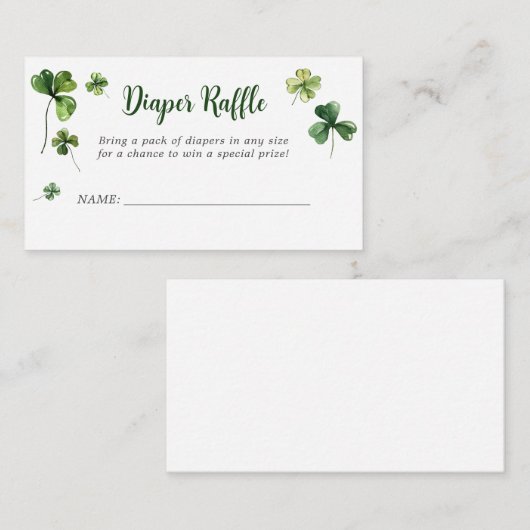 Glückliche Clover Kleeblatt Irish Diaper Raffle Ti Begleitkarte (Vorne/Hinten)