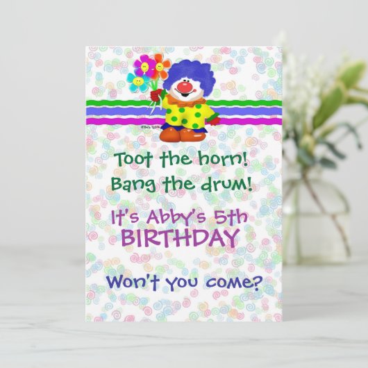 Glückliche Clown-Einladung Einladung (Stehend Vorderseite)