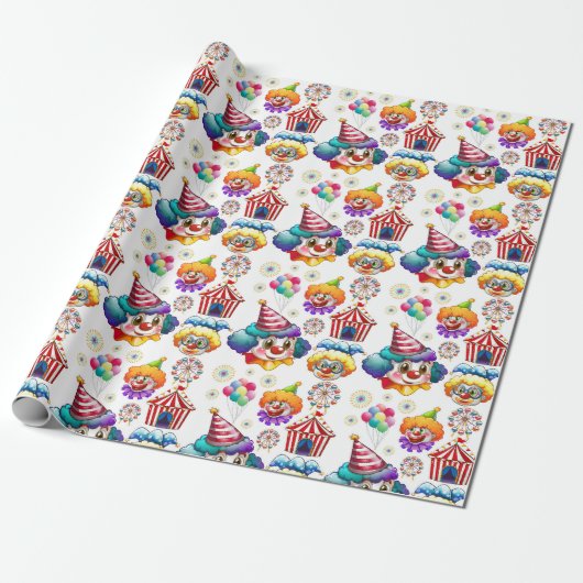 Glückliche Clowns Geschenkpapier (Ungerollt)
