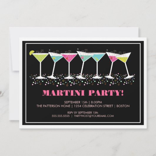 Glückliche Cocktail-Martini-Party Einladung (Vorderseite)