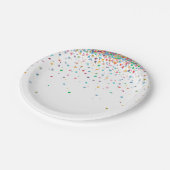 Glückliche Confetti-Punkte Pappteller (Schrägansicht)