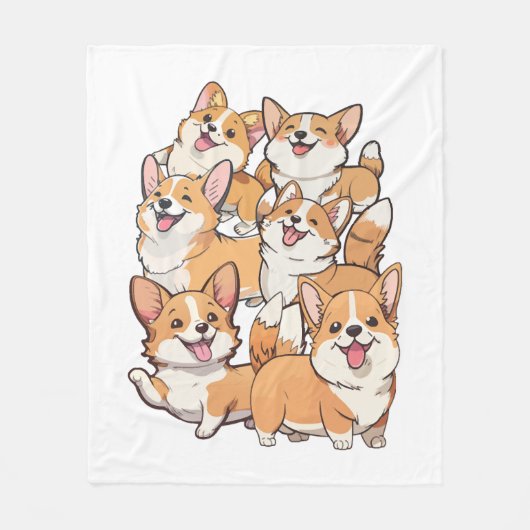 glückliche Corgi-Hunde Fleecedecke (Vorderseite)