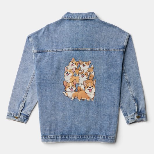 glückliche Corgi-Hunde Jeansjacke (Rückseite)