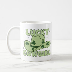 Glückliche Cowgirl St. Patricks Day Western Kaffeetasse