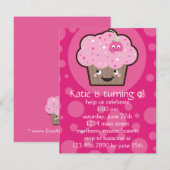 Glückliche Cupcake Geburtstagsparty Einladung (Vorne/Hinten)