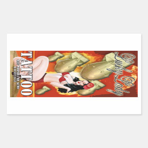 Glückliche Dame Tattoo Rechteckiger Aufkleber