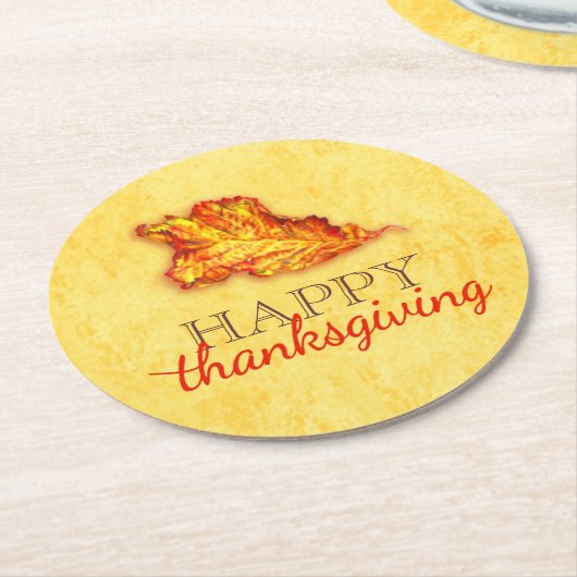 Glückliche Danksager-Blatt-Untersetzer Runder Pappuntersetzer (Angewinkelt)