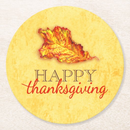Glückliche Danksager-Blatt-Untersetzer Runder Pappuntersetzer (Vorderseite)