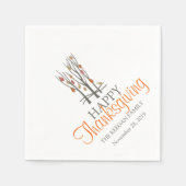 Glückliche Danksagung fallen Bäume orange graue Se Serviette (Vorderseite)