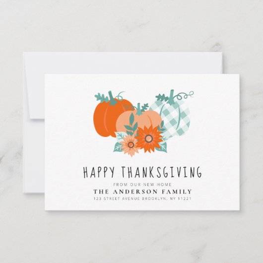 Glückliche Danksagung für Urlaub bewegende Ankündi Dankeskarte (Vorderseite)