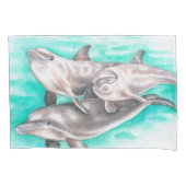 Glückliche Delphine aquamarin Kissenbezug (Vorderseite)