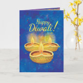 Glückliche Diwali aufschlussreiche Kerzen grüßend Karte (Gelbe Blume)