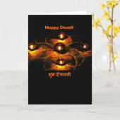 Glückliche Diwali Diya Lichter und Hindi-Gruß Karte (Gelbe Blume)