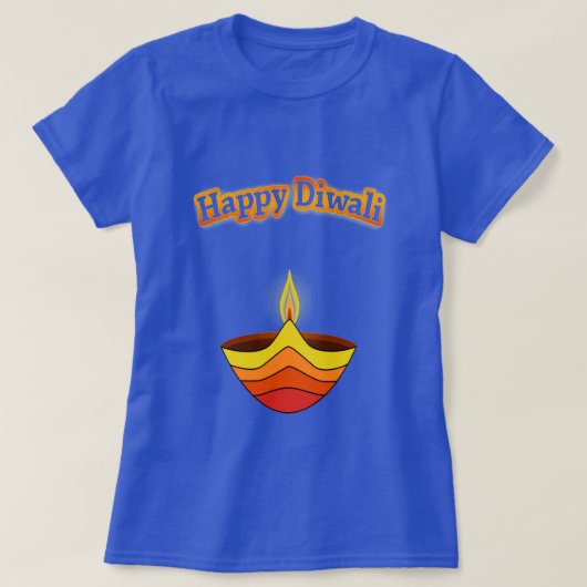 Glückliche Diwali und Diya Lampe T-Shirt (Design vorne)
