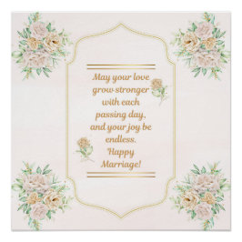 Glückliche Ehe - Elegantes Hochzeitsposter mit Blu Poster