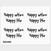 Glückliche Ehefrau = glückliches Leben Rechteckiger Aufkleber (Blatt)