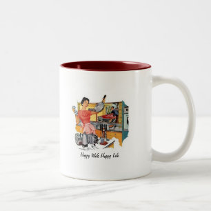 Glückliche Ehefrau-glückliches Leben Zweifarbige Tasse