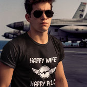Glückliche Ehefrau Pilot Typografie, Luftfahrt, lu T-Shirt