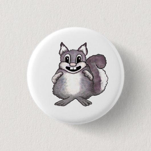 Glückliche Eichhörnchen-Cartoon-Zeichnung  Button (Vorderseite)