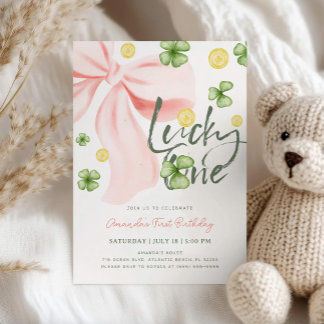 Glückliche Eins Rosa Schleife St. Patrick Mädchen Einladung