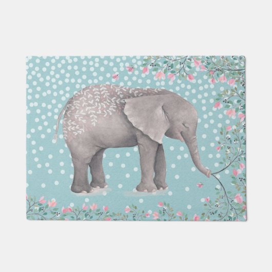 Glückliche Elefant-Aquarell-Illustration Fußmatte (Vorderseite)