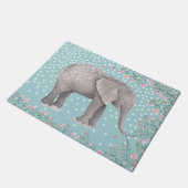 Glückliche Elefant-Aquarell-Illustration Fußmatte (Schrägansicht)