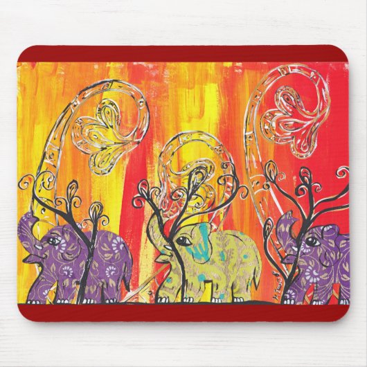 Glückliche Elefant-Parade Mousepad (Vorne)