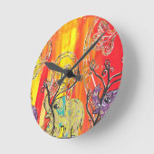 Glückliche Elefant-Parade Runde Wanduhr (Winkel)