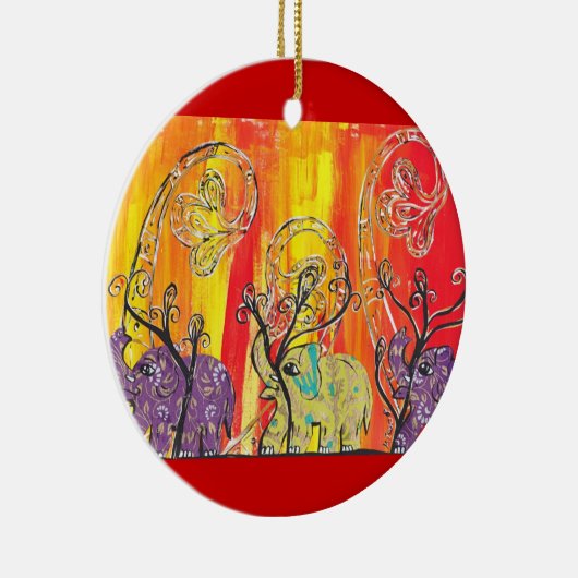 Glückliche Elefant-Parade-Verzierung Keramikornament (Rechts)