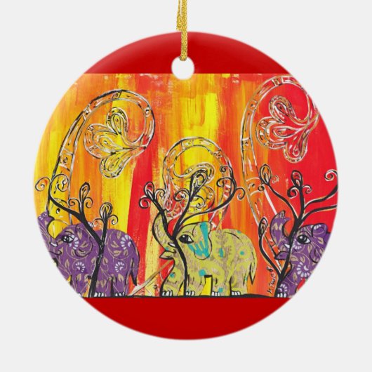 Glückliche Elefant-Parade-Verzierung Keramikornament (Hinten)