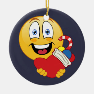 Glückliche Emoji WeihnachtsStrumpf-Verzierung Keramik Ornament