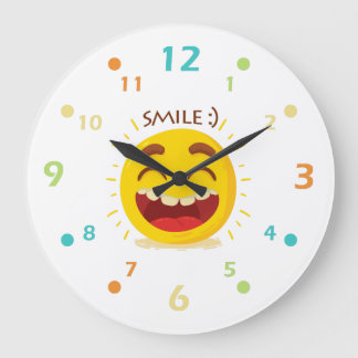 Glückliche Emoticon-Acryl-Wanduhr Große Wanduhr