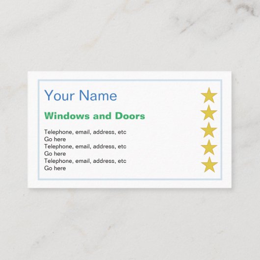 "Glückliche Entdeckung" Windows und Visitenkarte (Rückseite)