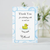 Glückliche Ente Dankeschön-Karte Kinder Geburtstag Dankeskarte (Stehend Vorderseite)